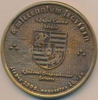 2000. Kőrösi Csoma Sétány átadása - Kőbányai Önkormányzat Br emlékplakett dísztokban (80mm) T:2