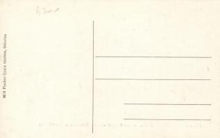 Bábolna, 3 éves arabs telivér csikók jártatása a lovardában; Fischer Gyula kiadása