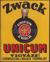 cca 1900 Zwack Unicum kis plakát 12x15 cm