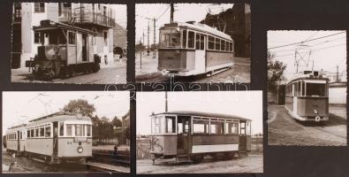 5 db fotó régi villamosokról, 13x9 és 14x9 cm-es méretben / 5 tram photos