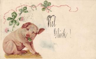 New Year, pig, Wezel & Naumann Serie V. No 1. litho