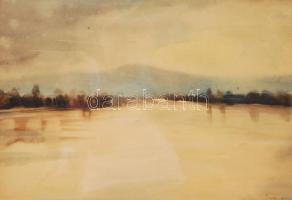 Litkei József (1922-1988): A Duna. Akvarell, papír, jelzett, foltos, keretben 32×44 cm