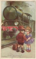 Italian art postcard, locomotive s: Bertiglia (EK)