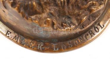 Turul madár, "Emlék Losoncról" felirattal, bronz, m:14 cm, 18×13 cm