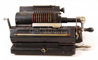 Mira antik mechanikus számológép, jelzett, jó állapotban, 12×25 cm