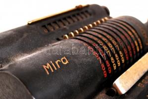 Mira antik mechanikus számológép, jelzett, jó állapotban, 12×25 cm