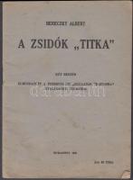 1938 Bp., Bereczky Albert: A zsidók titka, 32p
