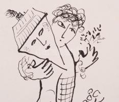 Marc Chagall (1887-1985): L' homme et masque. Litográfia, papír, jelzés nélkül, hátán bírálati ...