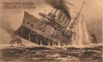 Untergang der englischen Panzerkreuzers 'Aboukir'; Kaiserliche Deutsche Marine / German navy, sinking an English cruiser ship