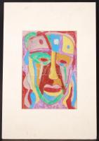 Cs. Németh Miklós (1934-2012): Férfi fej. Tempera, papír, jelzett, paszpartuzva, 29×20 cm