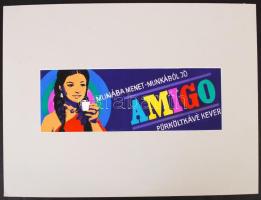 Lengyel Sándor (1930-1988): Amigo pörkölt kávé plakátterv (1970). Tempera, papír, jelzés nélkül, 10x...