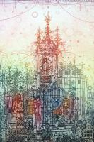 Gross Arnold (1929-): Mű-emlék I. Színezett rézkarc, papír, jelzett, üvegezett keretben, 13×15 cm