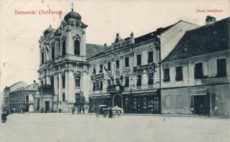 Temesvár, Dom templom, Délmagyarország Gazdasági Bank, Klein Herman üzlete / church, bank, shop