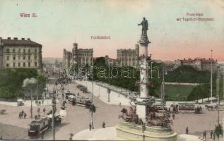 Vienna, Wien II. Nordbahnhof, Praterstern mit Tegethoff monument / railway station, monument, tram