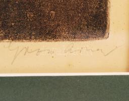 Gross Arnold (1929-): Nyár. Rézkarc, papír, jelzett, üvegezett keretben, 23×34 cm