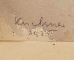 Elekfy Kirchner Jenő (1895-1968): Faluvége 1935. Akvarell, papír, jelzett, üvegezett keretben, 29x40...