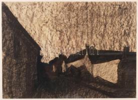 Czimra Gyula (1901-1966): Barbizon 1924. Szén, merített papír, jelzett, üvegezett keretben, 45x60 cm