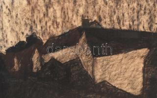 Czimra Gyula (1901-1966): Barbizon 1924. Szén, merített papír, jelzett, üvegezett keretben, 45x60 cm