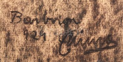 Czimra Gyula (1901-1966): Barbizon 1924. Szén, merített papír, jelzett, üvegezett keretben, 45x60 cm