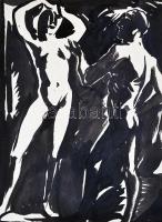 Fáy Dezső (1988-1954): Férfi és nő. Tus, papír, jelzett, 18x14 cm