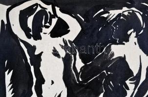 Fáy Dezső (1988-1954): Férfi és nő. Tus, papír, jelzett, 18x14 cm
