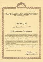 Csurgó 1991. "Napsugár Ruházati Kisszövetkezet" sorszámozott szövetkezeti üzletrésze 10.00...