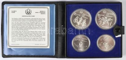 Kanada 1974. 5$ Ag (2xklf) + 10$ Ag (2xklf) "Montreal Olimpia" négy darabos szett eredeti díszcsomagolásban, tanúsítvánnyal T:1 Canada 1974. 5 Dollars Ag (2xdiff) + 10 Dollars (2xdiff) "Montreal Olympics" set of 4 in original case with certificate C:UNC Krause KM# 91,92,95,96