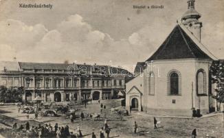 Kézdivásárhely, Fő tér, Wertan testvérek, Csiszár József és Zalaváry Béla üzletei, Első Temetkezési Intézet / square, shops, funeral home (b)