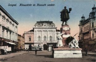 Szeged, Klauzál tér, Kossuth szobor, Grósz testvérek és Pósza Lajos üzlete