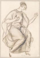 Lehel Mária (1889-1973): Táncosnő. Szén, papír, jelzett, üvegezett keretben 30×21 cm