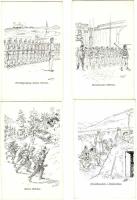 1918. 10 klf. lap A honvédség története sorozatból / 10 versch. Militaria Graphik-Karten Sign: Garay