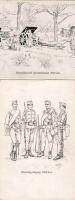 1918. 10 klf. lap A honvédség története sorozatból / 10 versch. Militaria Graphik-Karten Sign: Garay