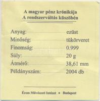 DN "A magyar pénz krónikája-A Rendszerváltás küszöbén" Ag(0.999) emlékérem, (20g/38,61mm) ...