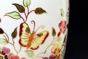 Zsolnay pillangó mintás váza, kézzel festett, jelzett, hibátlan, m:34,5 cm /Hand painted, marked, Zs...