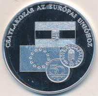 DN A magyar pénz krónikája-Csatlakozás az Európai Unióhoz Ag emlékérem (20g/0.999/38,61mm) T:PP Tanúsítvánnyal.