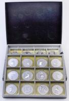 DN "Királyi koronák" Ag emlékérem sorozat 24xklf db-ja éremtartó kazettában, tanúsítványok...