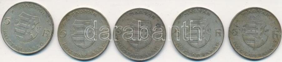 1947. 5Ft Ag "Kossuth" (5x) T:2-,3
Adamo F8.1