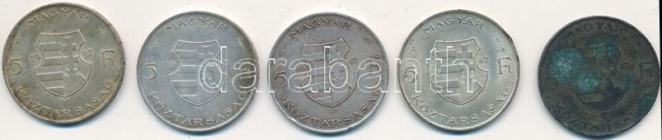 1947. 5Ft Ag "Kossuth" (5x) T:2-,3
Adamo F8.1