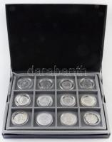 DN "A magyar nemzet pénzérméi" Ag emlékérem sorozat 12xklf db-ja éremtartó kazettában, tan...