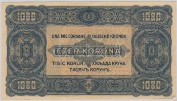 1923. 1000K T.W. nyomdahely jelöléssel és "8 FILLÉR - NYOLC FILLÉR" felülnyomással T:II (h...