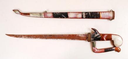 Marokkói díszkard féldrágakő berakásokkal, kis hibával / Marocco ornamented sword with gem inlays (s...