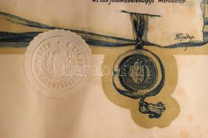 1936 Baromfitenyésztők Országos Egyesülete galambász oklevél, szép állapotban 35x46 cm