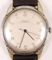 cca 1940 Mechanikus Doxa karóra, szép számlappal tisztításra szorul, alig használt szíjjal / Doxa, n...