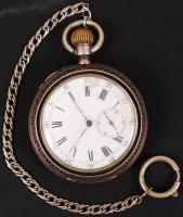 cca 1910 Remontoir dupla tokos ezüst zsebóra, sérült számlappal, járó szerkezettel, tokon belül állítható / Remontoir silver pocket watch d:55 mm