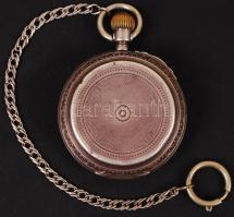 cca 1910 Remontoir dupla tokos ezüst zsebóra, sérült számlappal, járó szerkezettel, tokon belül állí...