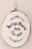 Porcelán, kézzel festett szentkép 14K arany keretben / Holy medal in gold frame Nett!: 0,89 g