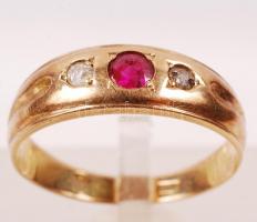 XX. sz. eleje: 14K arany gyűrű féldrágakővel / 14C gold ring size: 55, 3,2g