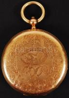 cca 1890 18K arany tokos zsebóra kulcsos szerkezettel, kézi csiszolású üveggel, kulccsal, el el indu...