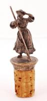 XIX. sz. vége: Szépen kidolgozott ezüstözött dugódísz szobor / Silver plated cork ornament 9 cm