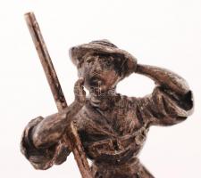 XIX. sz. vége: Szépen kidolgozott ezüstözött dugódísz szobor / Silver plated cork ornament 9 cm